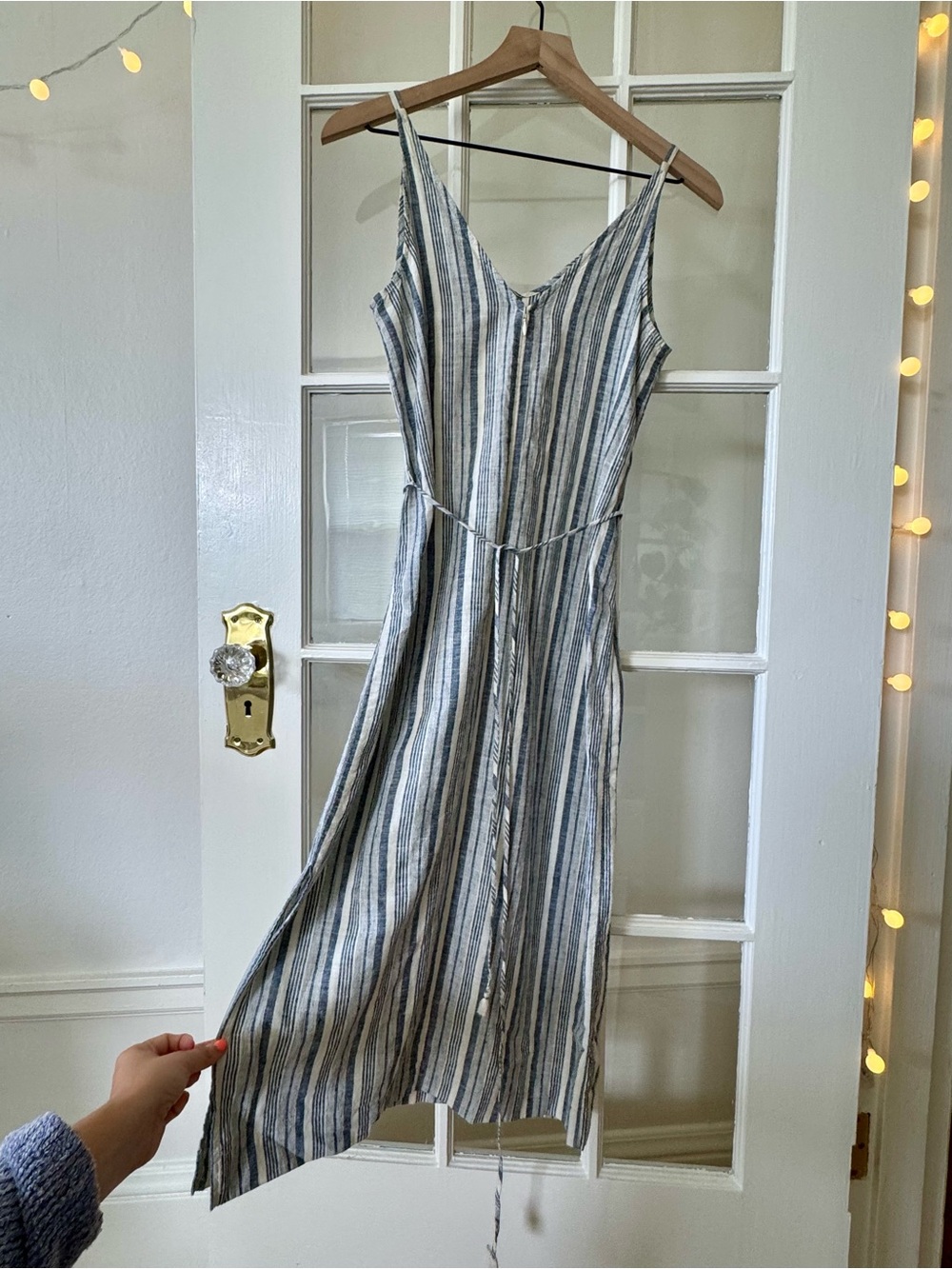 Ann Taylor Blue and White Striped Midi Sundress